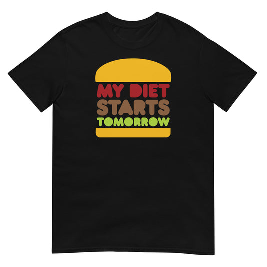 camiseta mi dieta empieza manana hamburguesa en color negro
