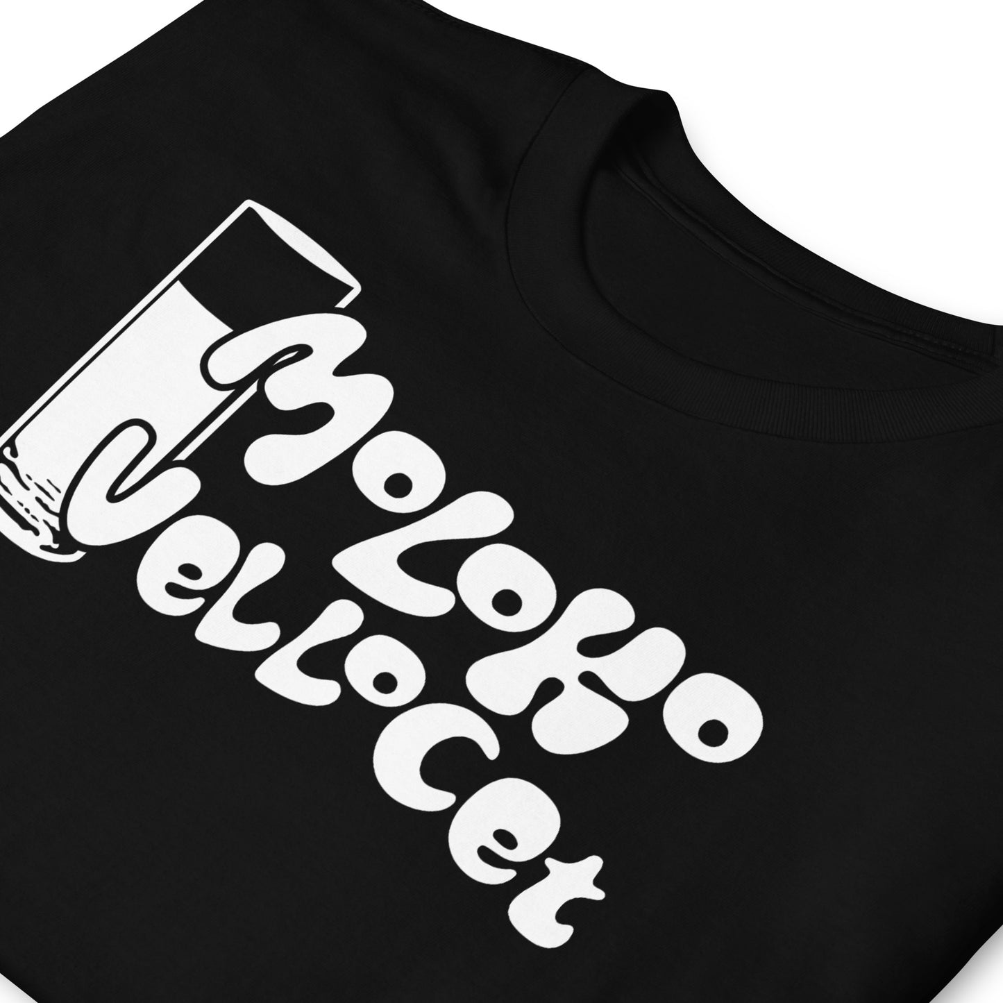 detalle de camiseta moloko vellocet a clockwork orange negra