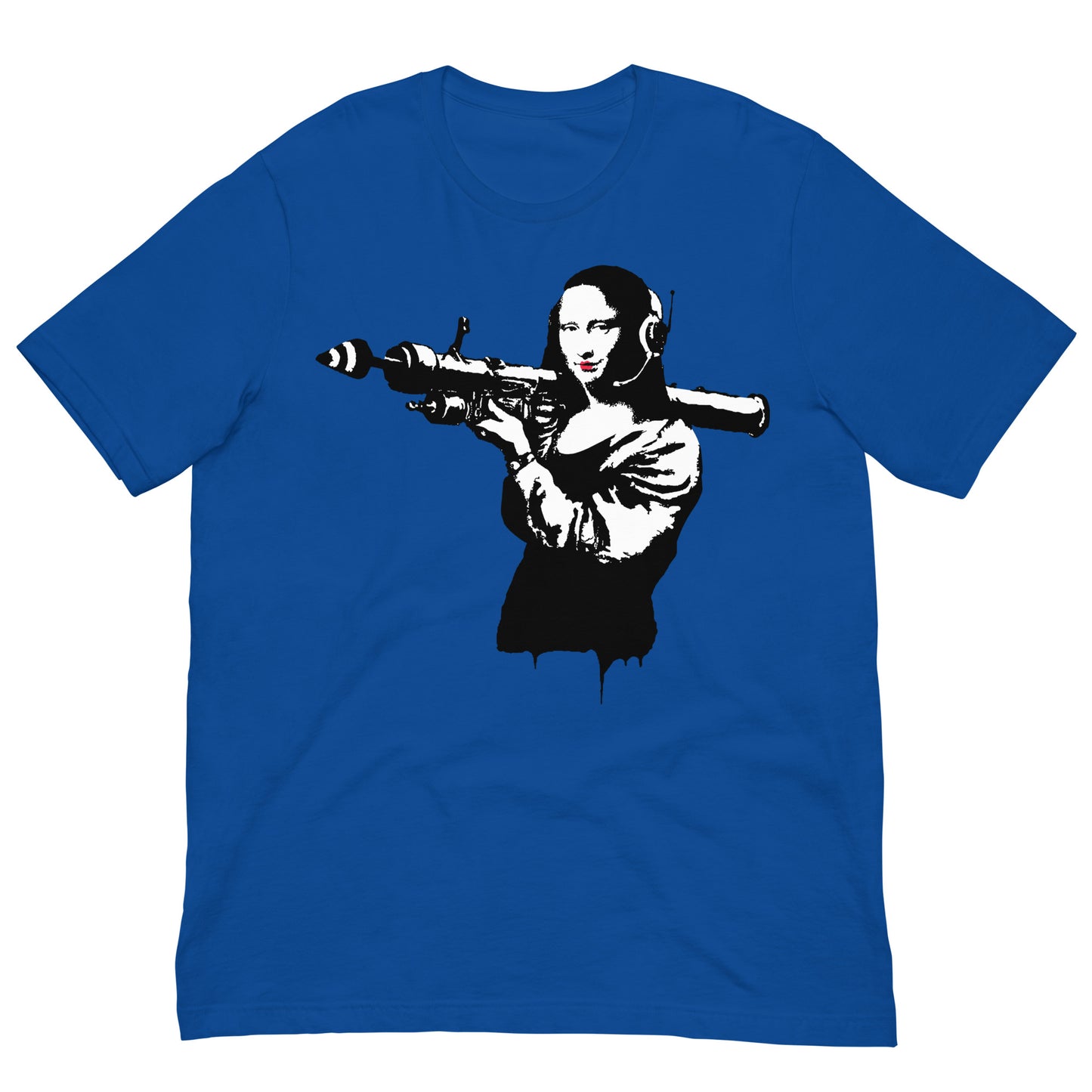 camiseta mona lisa bazooka banksy azul royal