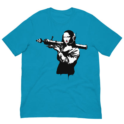 camiseta mona lisa bazooka banksy azul