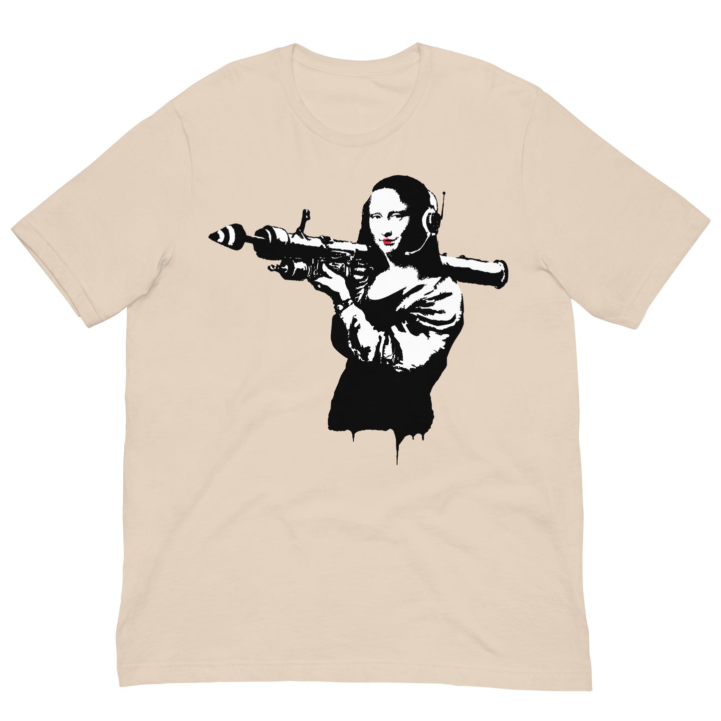 camiseta mona lisa bazooka banksy beige