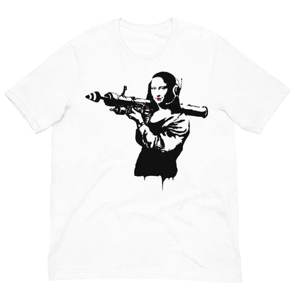 camiseta mona lisa bazooka banksy blanca