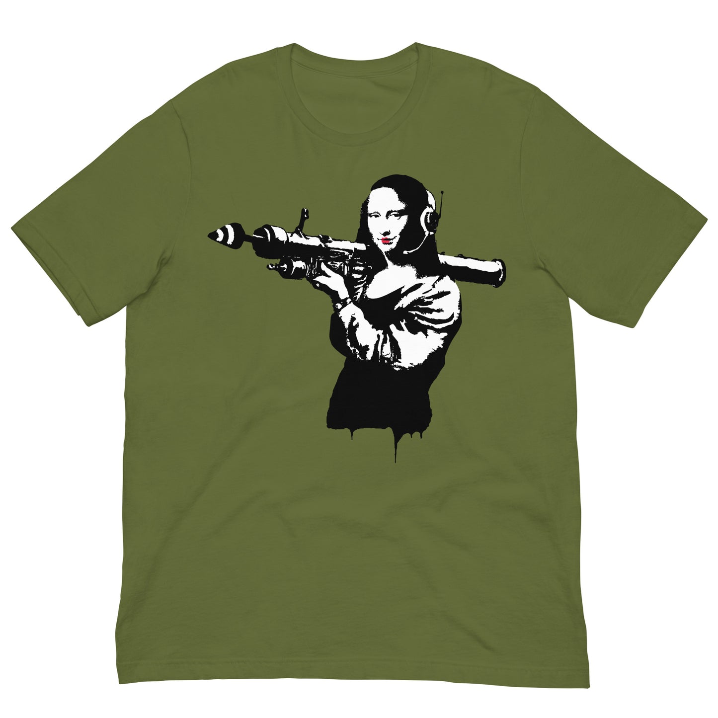 camiseta mona lisa bazooka banksy verde oliva