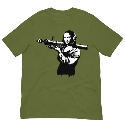 camiseta mona lisa bazooka banksy verde oliva