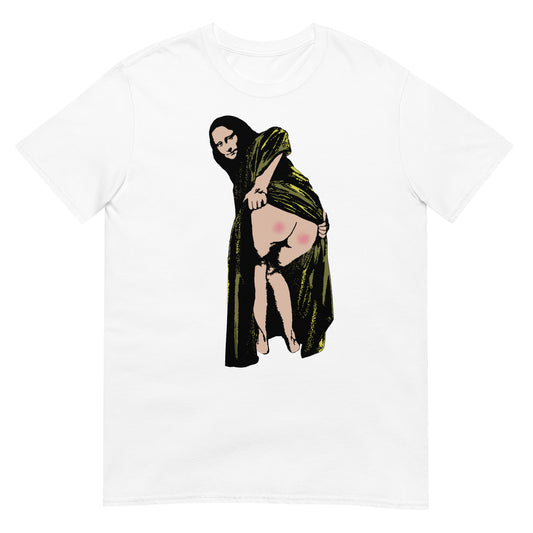 camiseta mona lisa culo banksy blanca