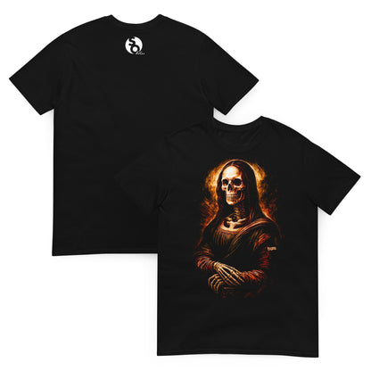 camiseta mona lisa esqueleto delante y detras negra