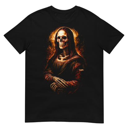camiseta camiseta mona lisa esqueleto negra