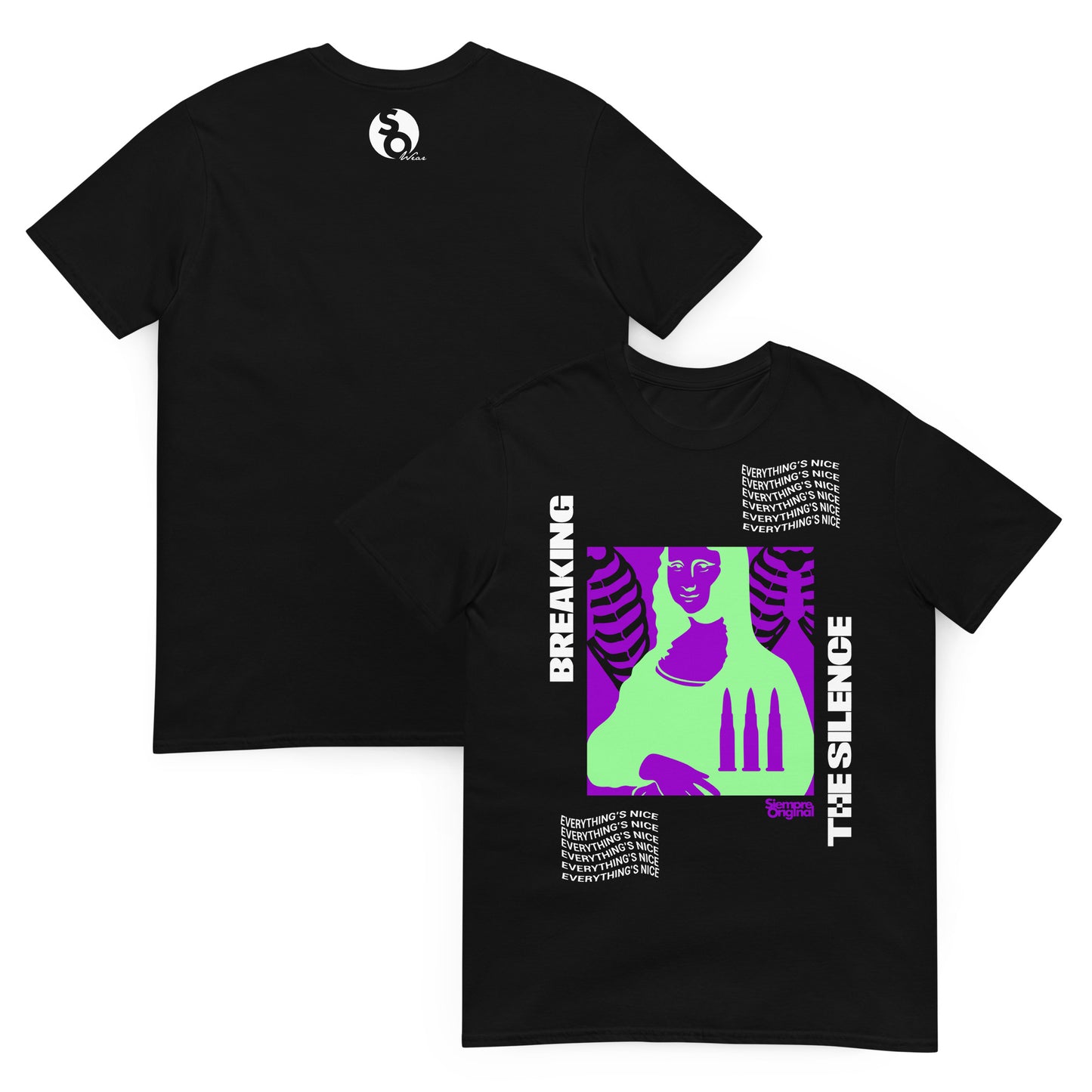 camiseta mona lisa urbana delante y detras negra