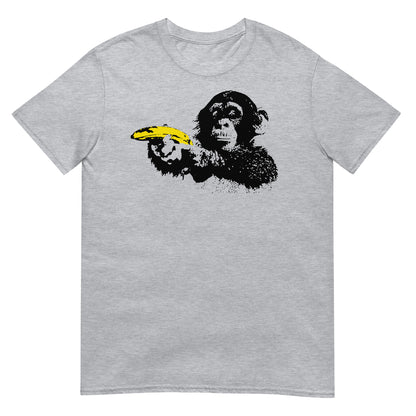 camiseta monkey with banana banksy gris