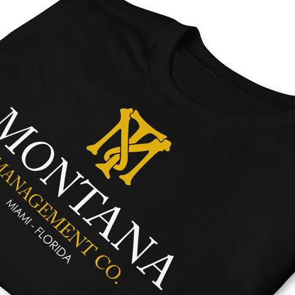 detalle de camiseta montana management sarface negra