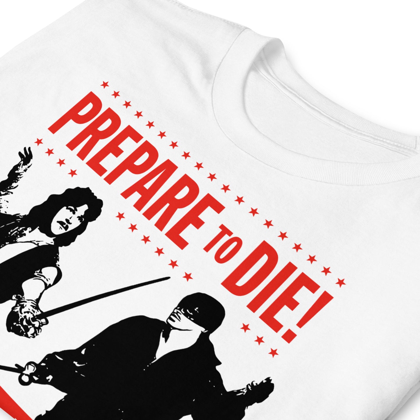 detalle de camiseta inigo montoya dread pirate roberts the princess bride blanca