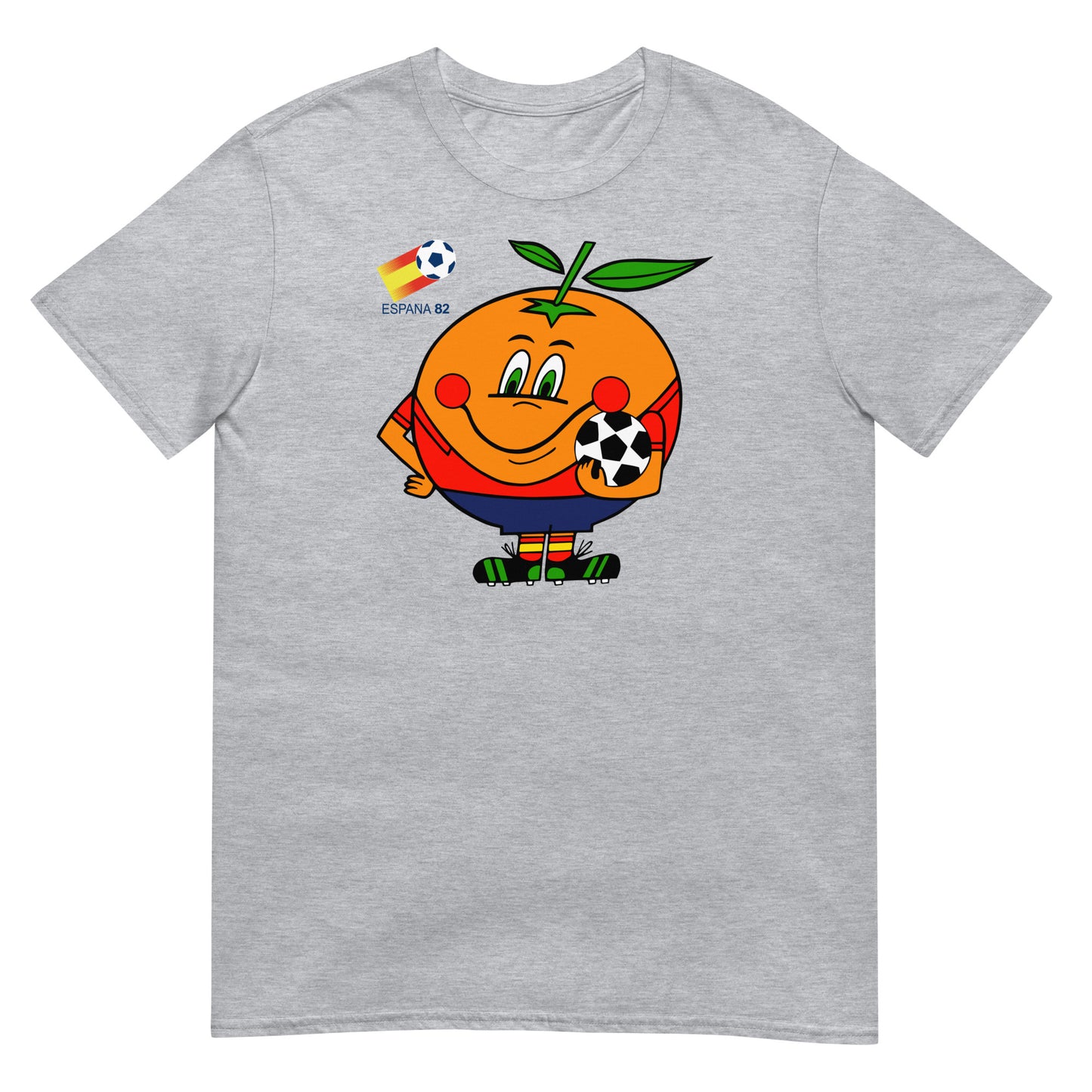 camiseta naranjito espana 82 gris