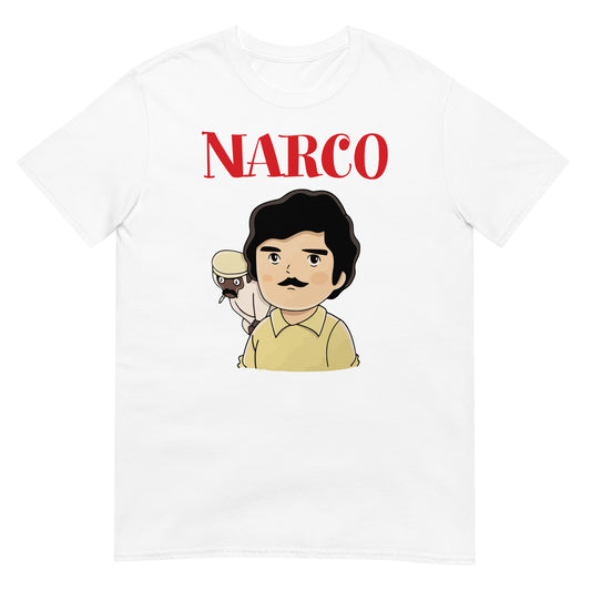camiseta narco marco amedio pablo escobar en color ablanco