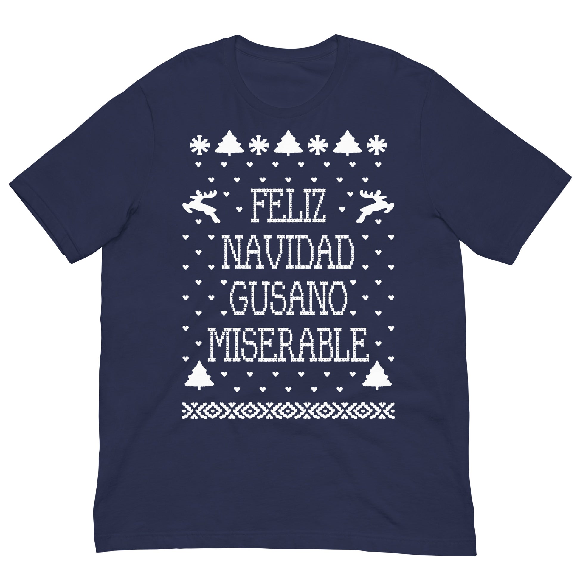 camiseta feliz navidad gusano miserable solo en casa azul marino