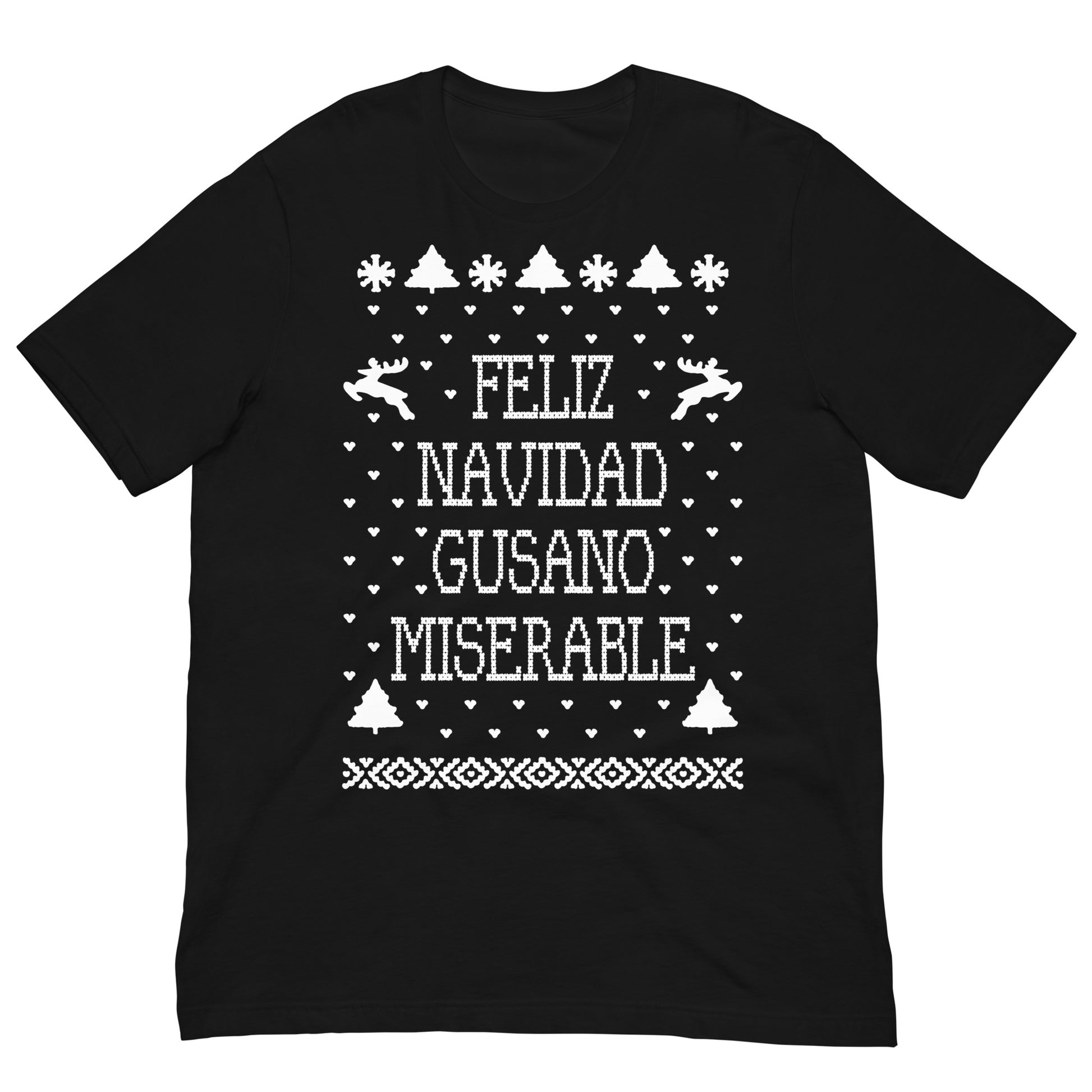camiseta feliz navidad gusano miserable solo en casa negra