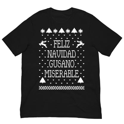 camiseta feliz navidad gusano miserable solo en casa negra