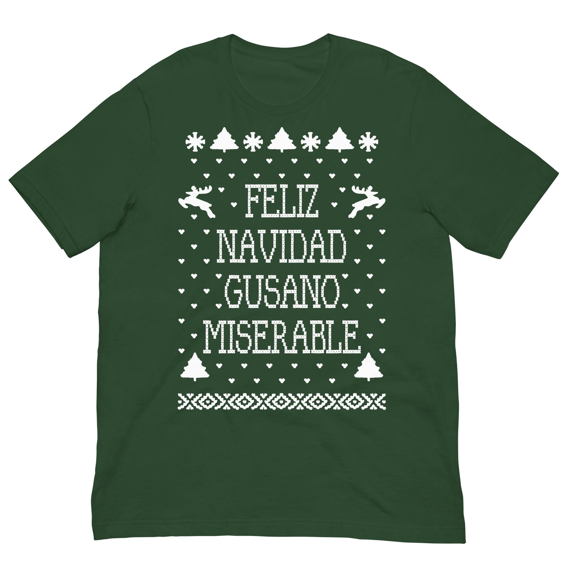 camiseta feliz navidad gusano miserable solo en casa verde botella