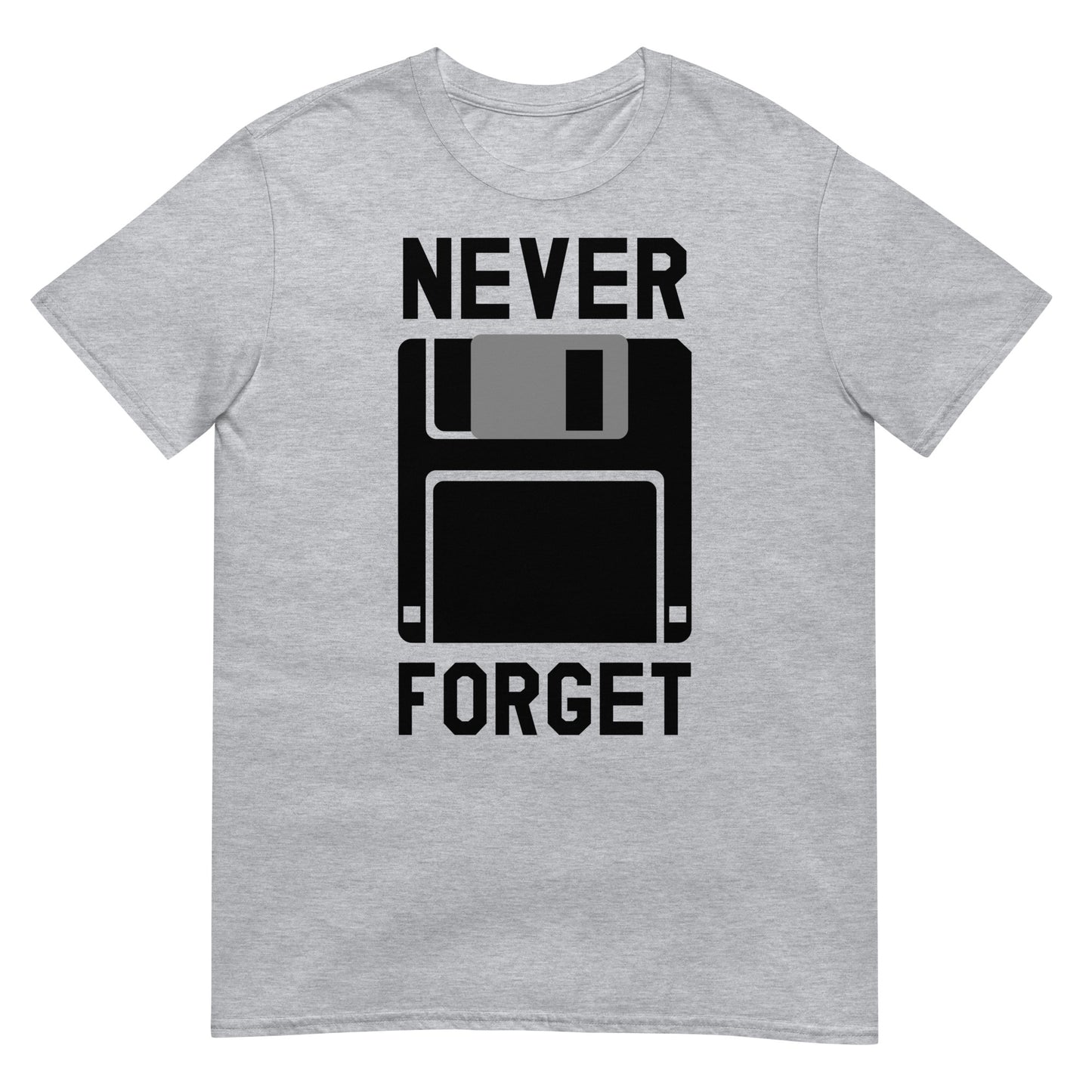 camiseta never forget disquete gris