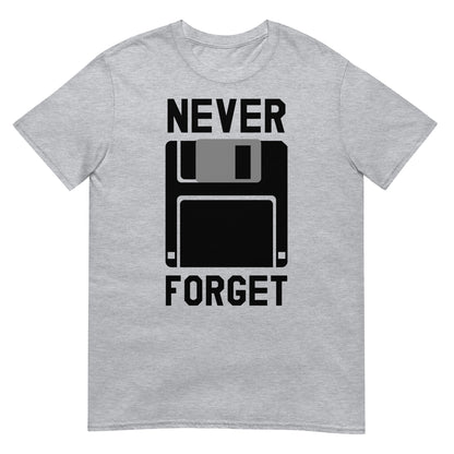 camiseta never forget disquete gris