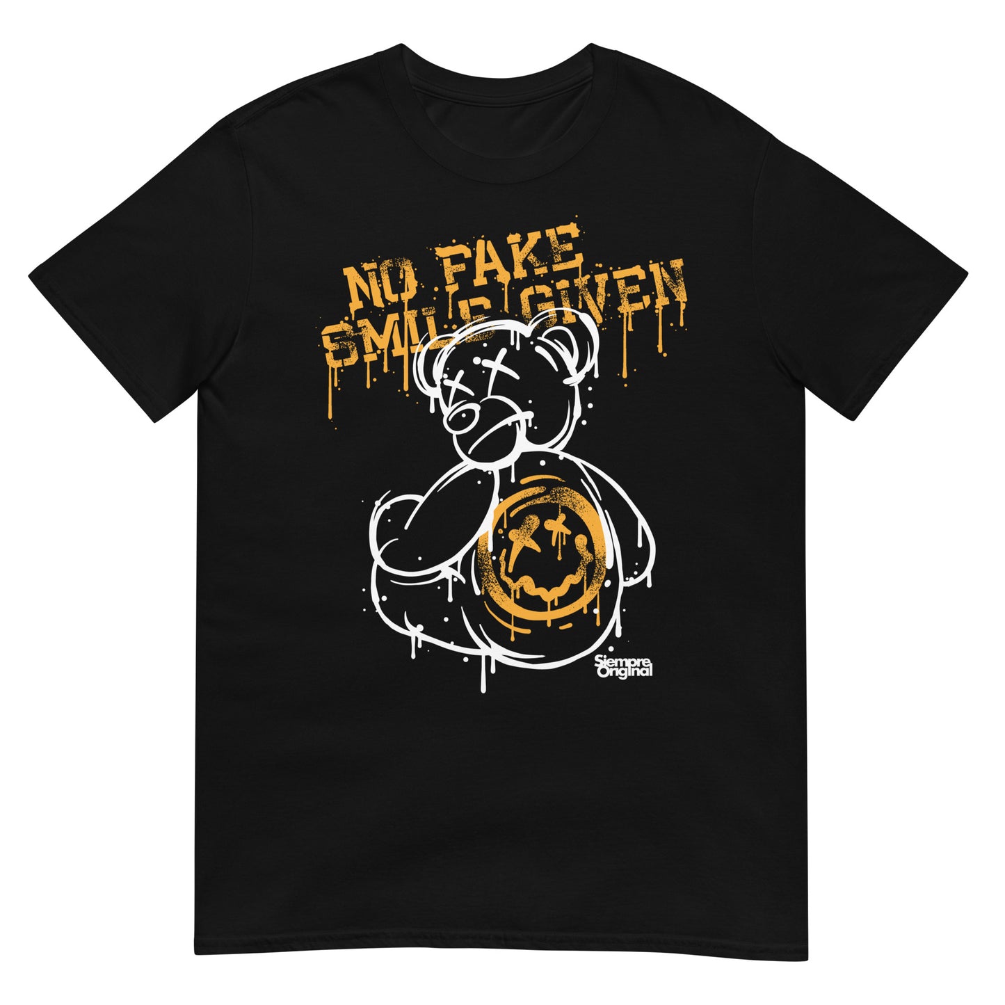 camiseta no fake smile given teddy bear siempre original urban en color negro