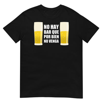 camiseta no hay bar que por bien no venga cerveza en color negro