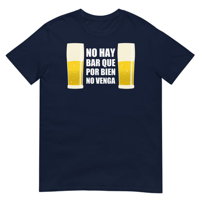 camiseta no hay bar que por bien no venga cerveza en color azul marino