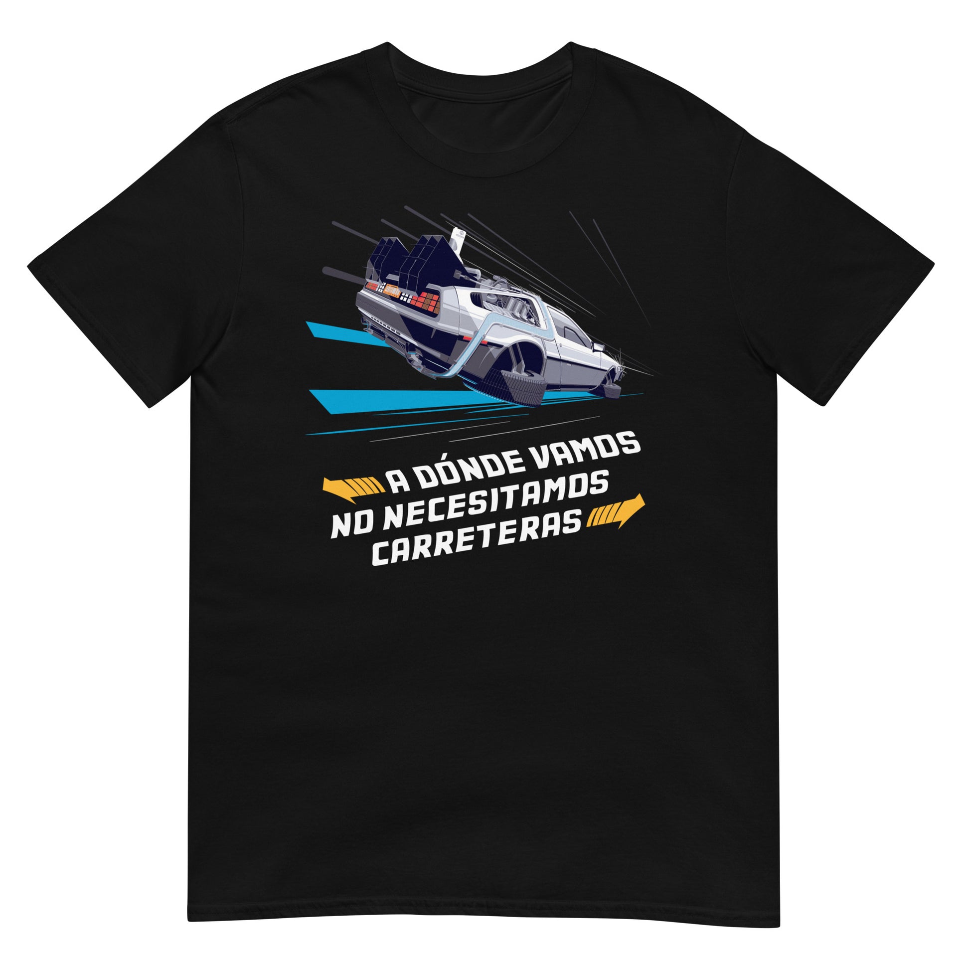 camiseta no necesitamos carreteras delorean regreso al futuro negra