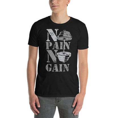 hombre con camiseta no pain no gain gym gimnasio fitness en color negro