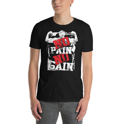 hombre con camiseta no pain no gain gym gimnasio fitness en color negro