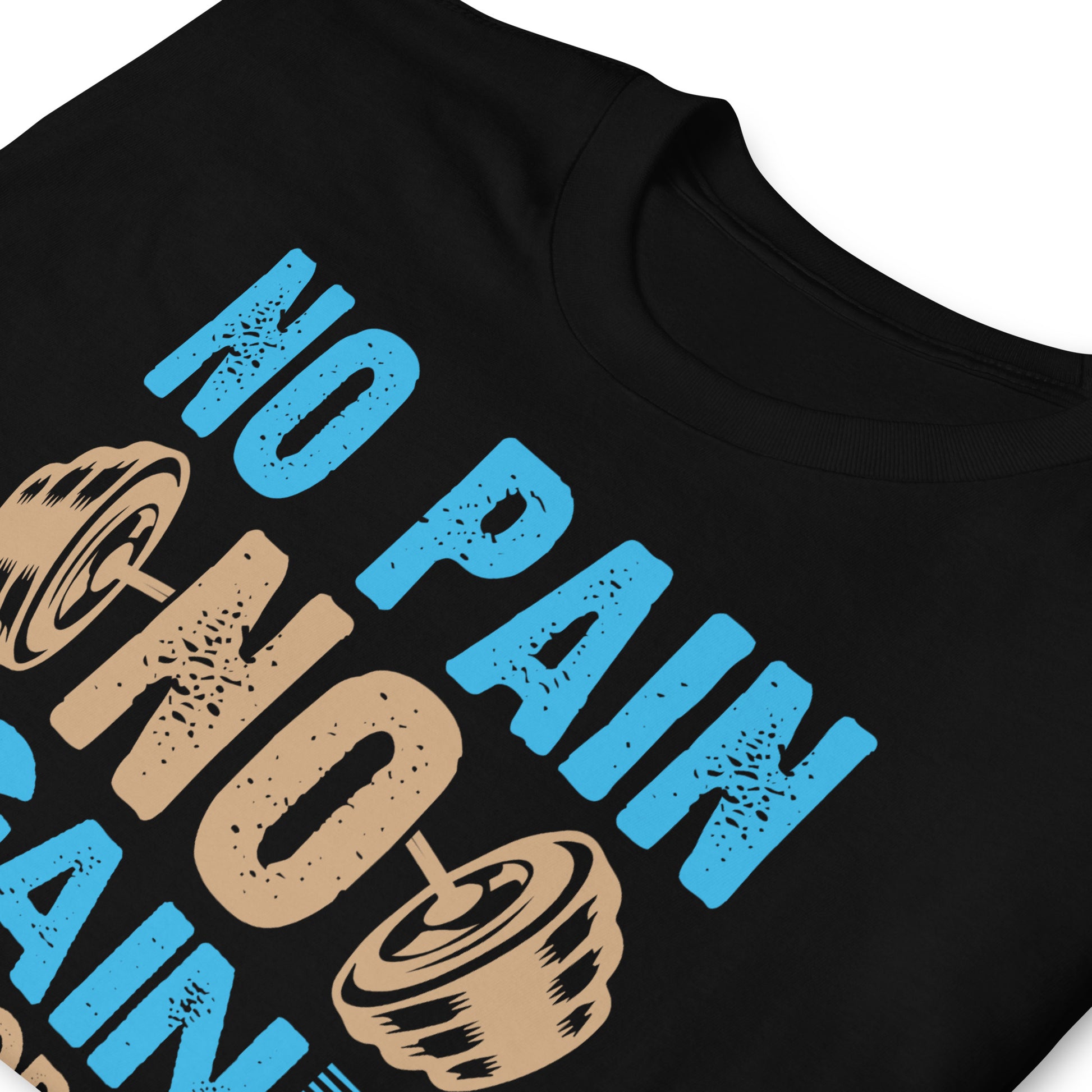 detalle de camiseta no pain no gain gym gimnasio fitness en color negro