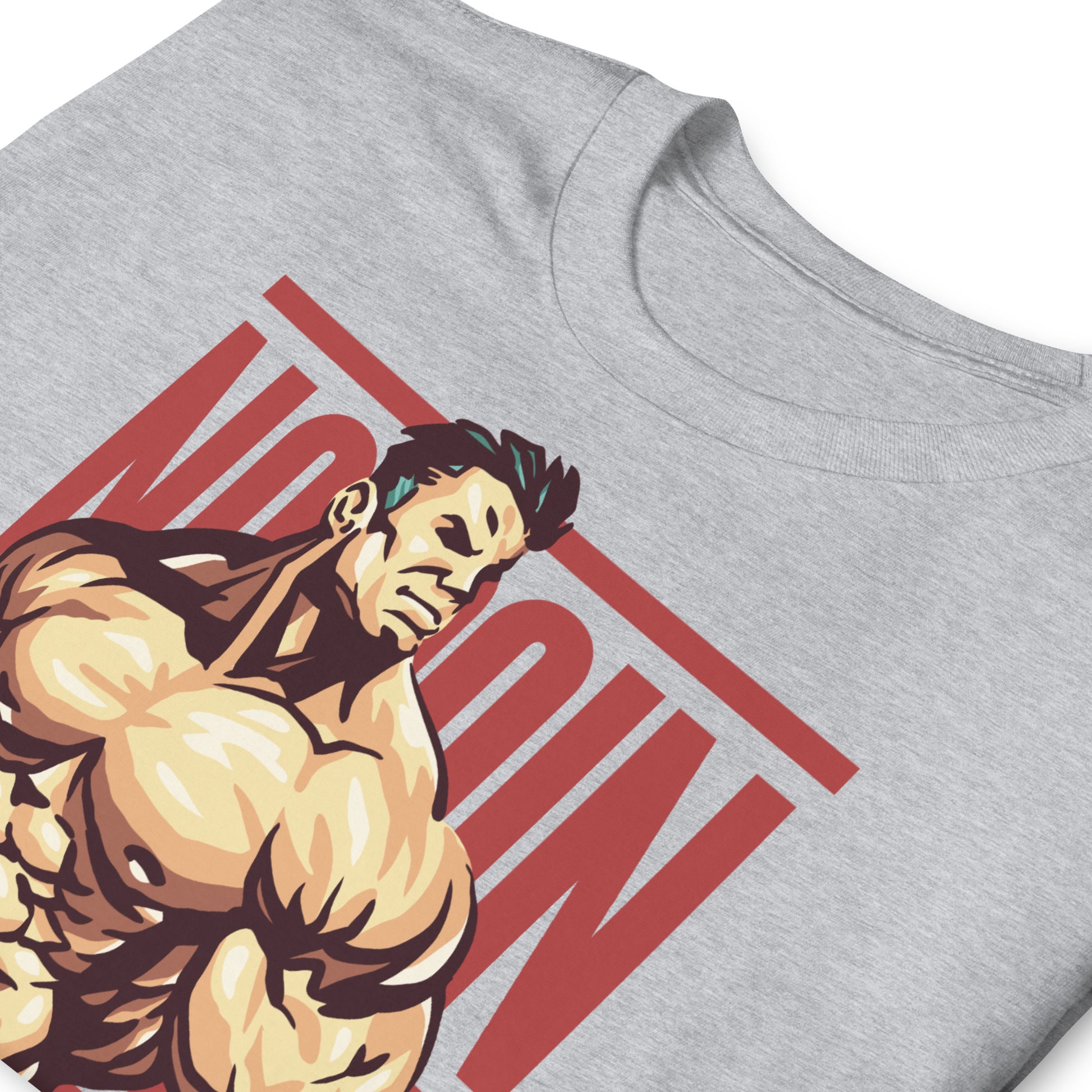 detalle de camiseta no pain no gain gym gimnasio fitness en color gris