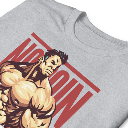 detalle de camiseta no pain no gain gym gimnasio fitness en color gris