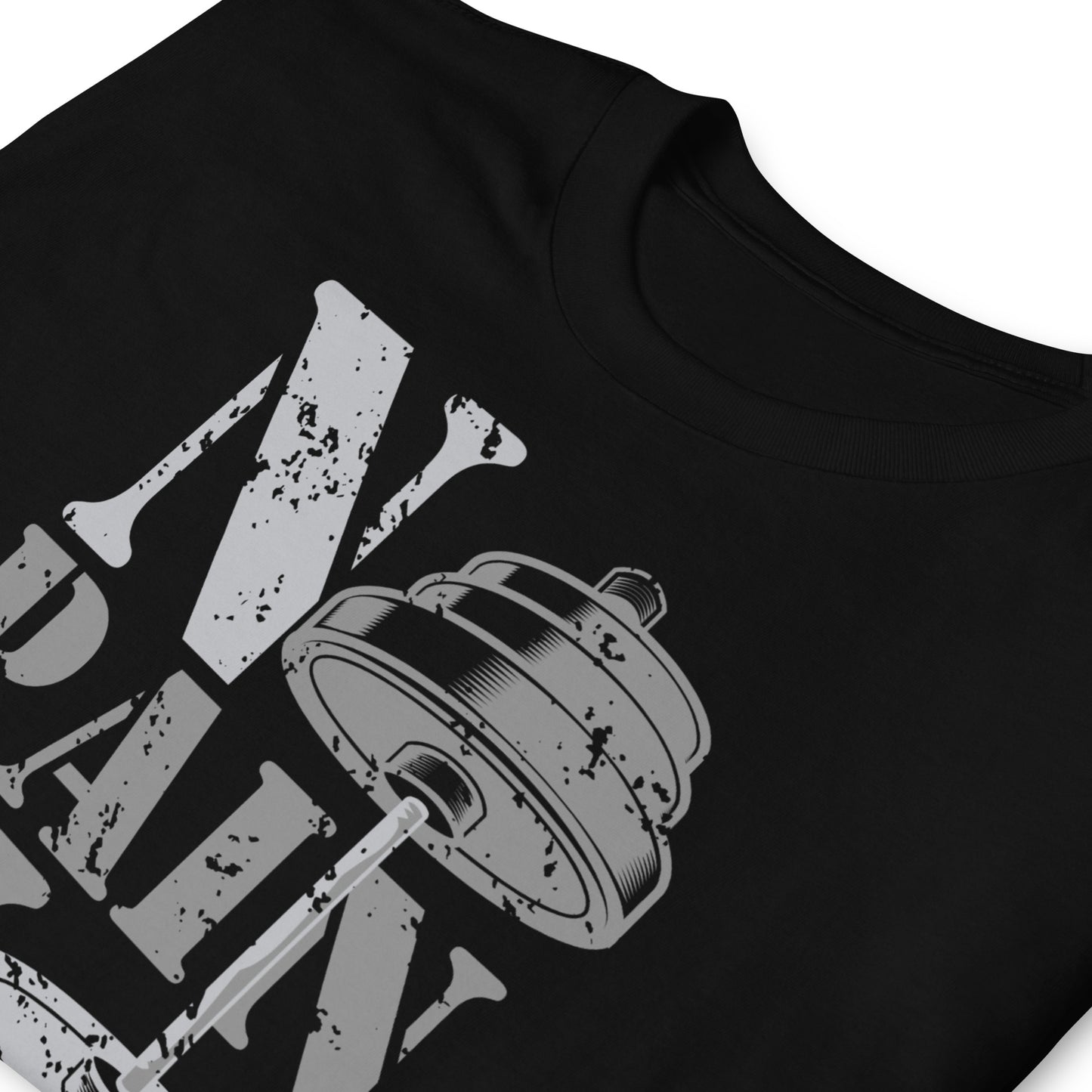 detalle de camiseta no pain no gain gym gimnasio fitness en color negro