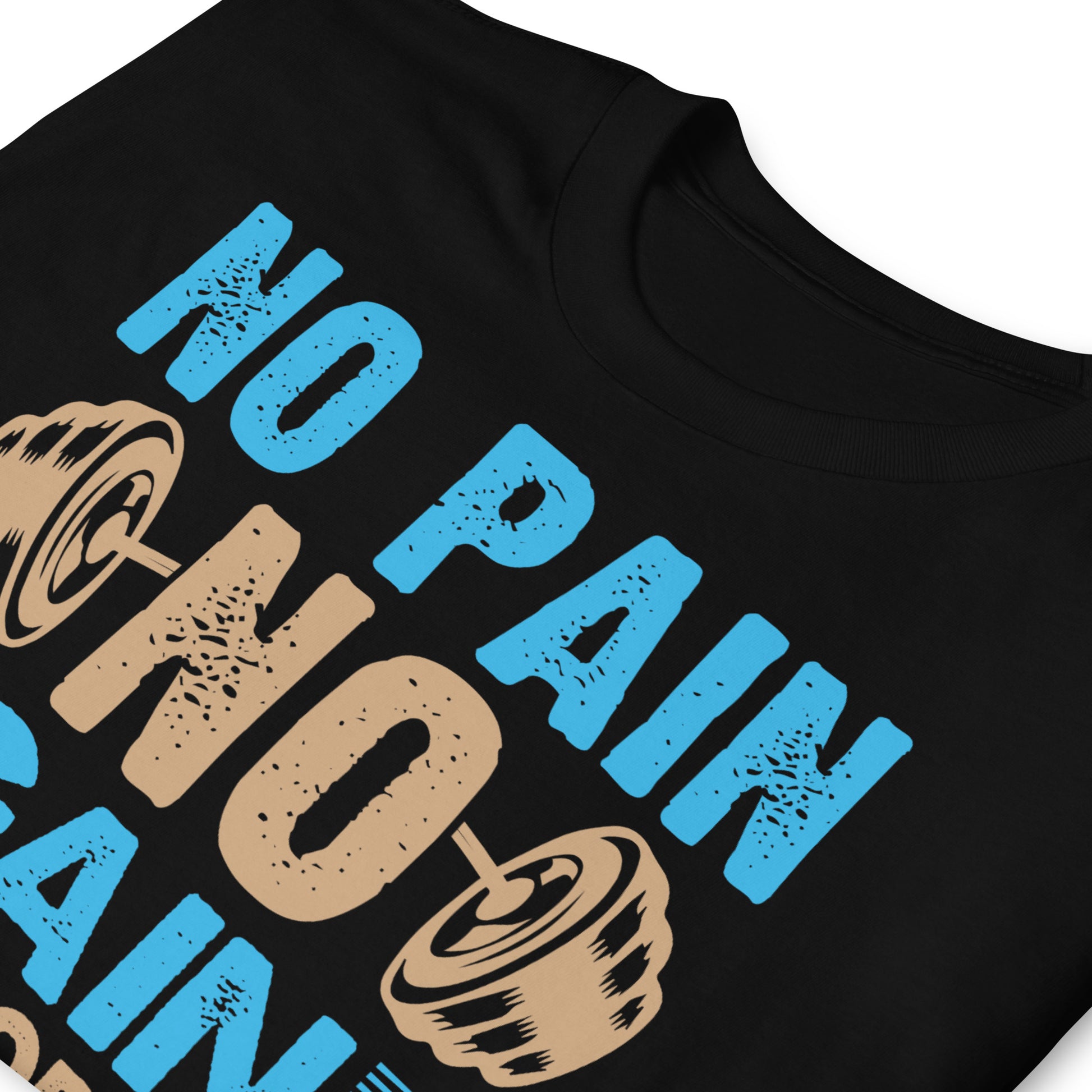 detalle de camiseta no pain no gain gym gimnasio fitness en color negro