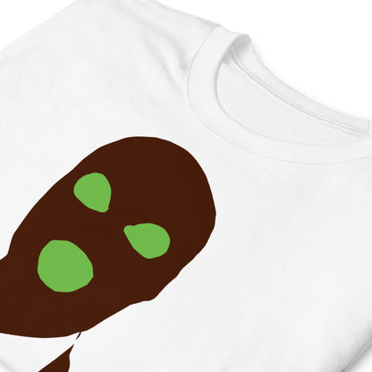 detalle de camiseta no somos mercancia en manos de politicos y banqueros blanca