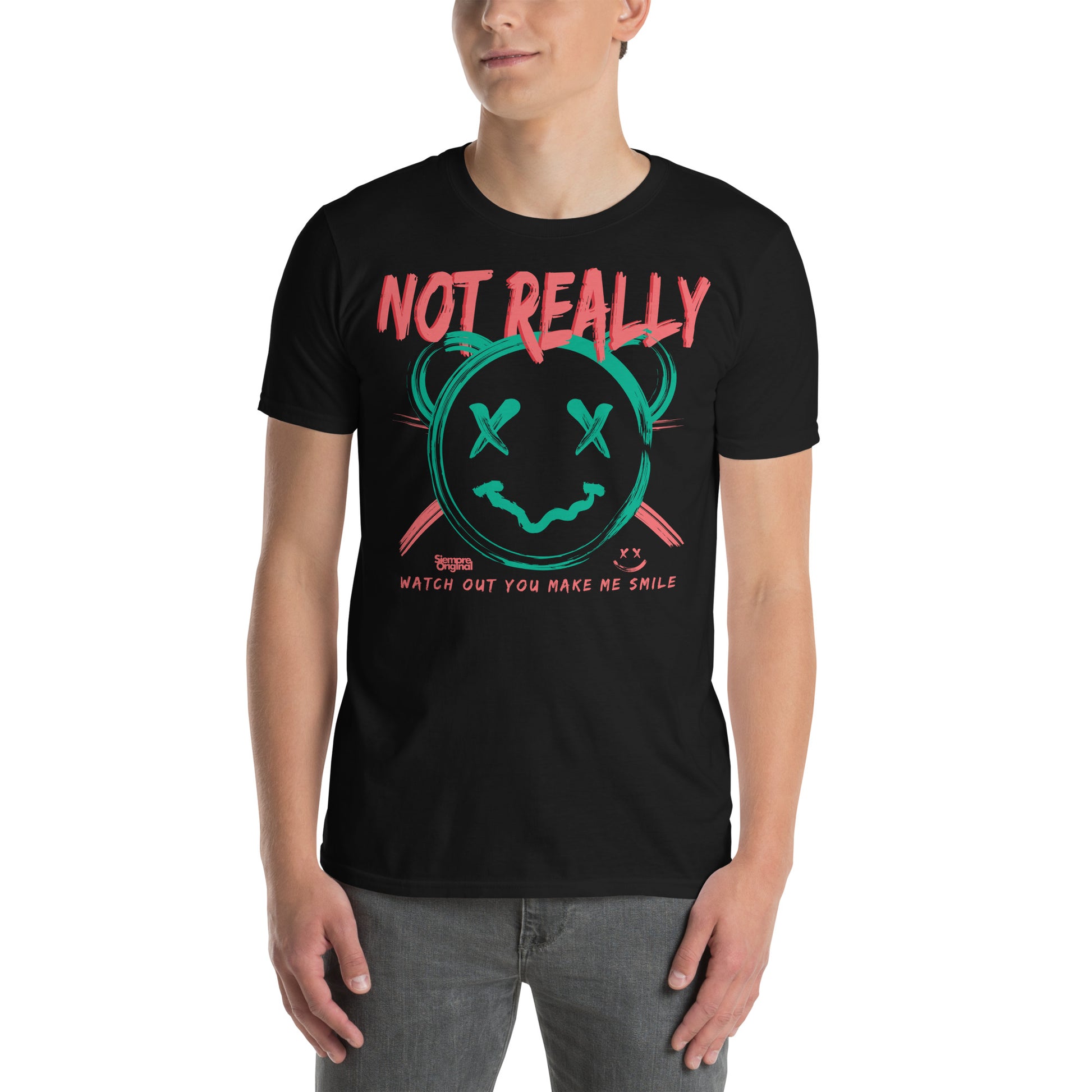 hombre con camiseta not really teddy bear siempre original urban en color negro
