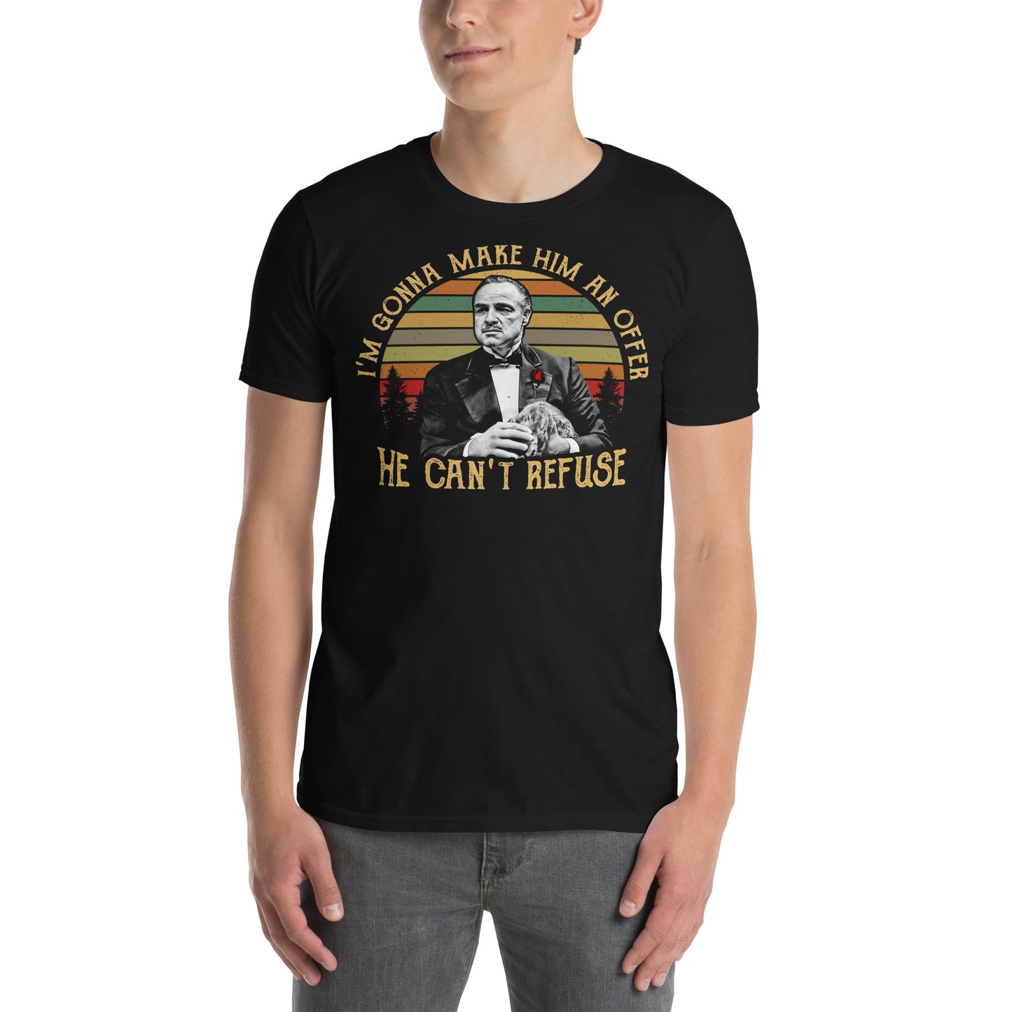hombre con camiseta el padrino le hare una oferta que no podra rechazar negra