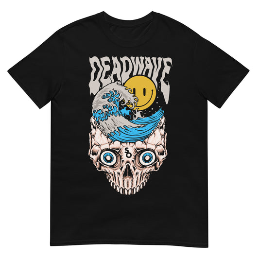 camiseta ola japonesa surf calavera negra