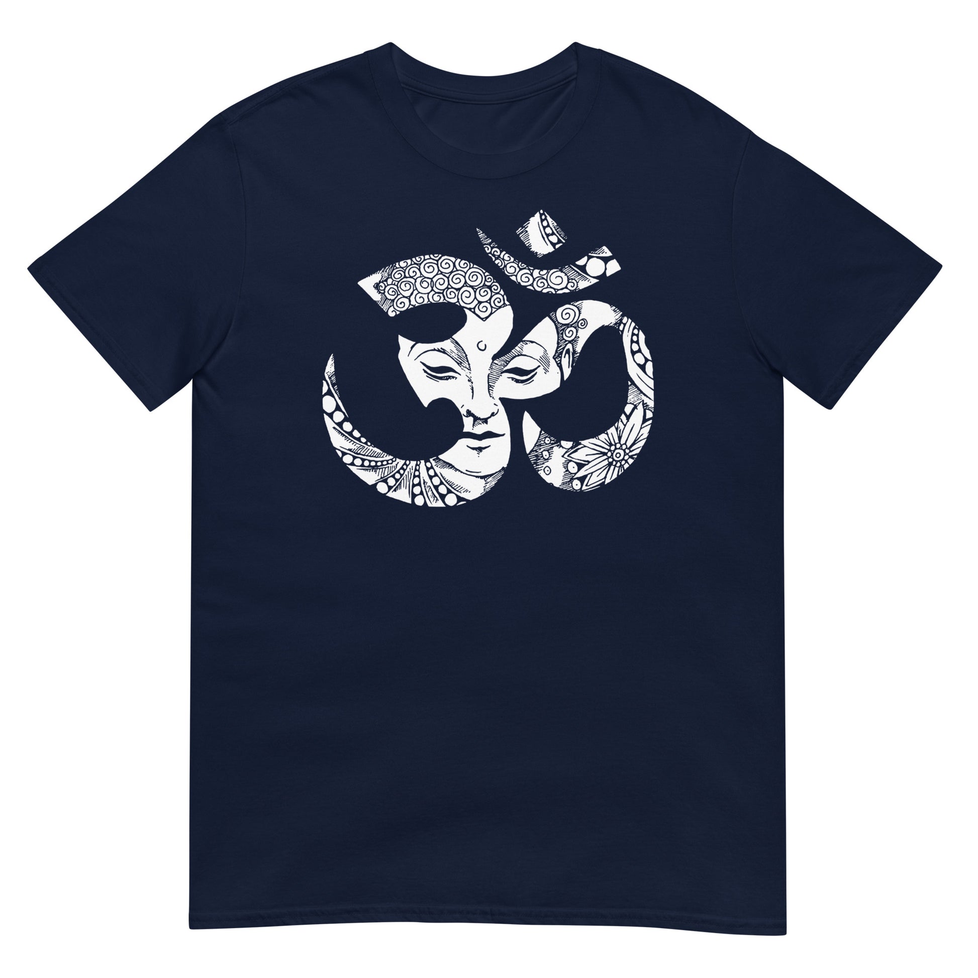 camiseta om con buda azul marino