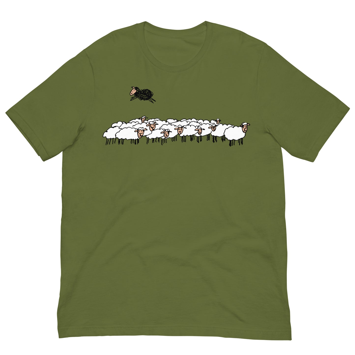 camiseta oveja negra ilustracion verde oliva