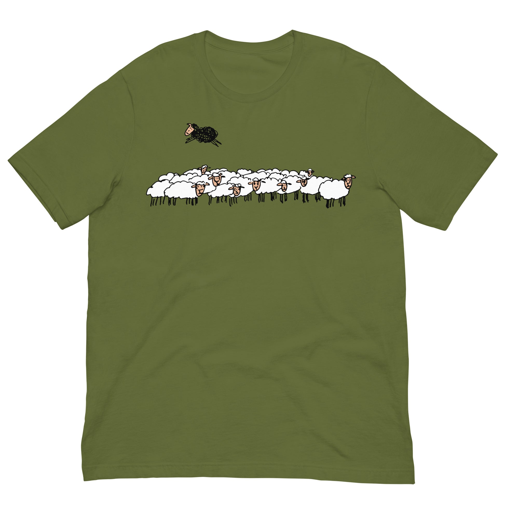 camiseta oveja negra ilustracion verde oliva