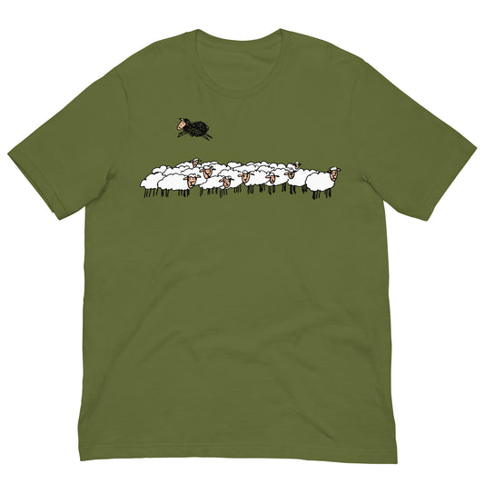 camiseta oveja negra ilustracion verde oliva