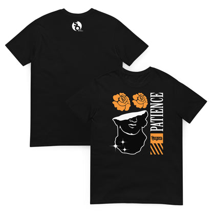camiseta paciencia arte clasico delante y detras negra