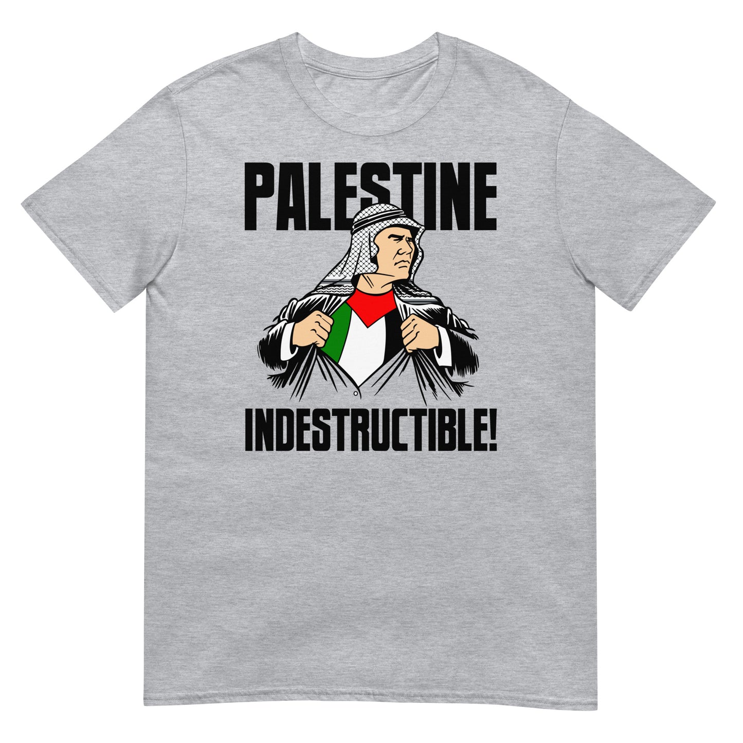 camiseta palestina indestructible gaza israel en color gris