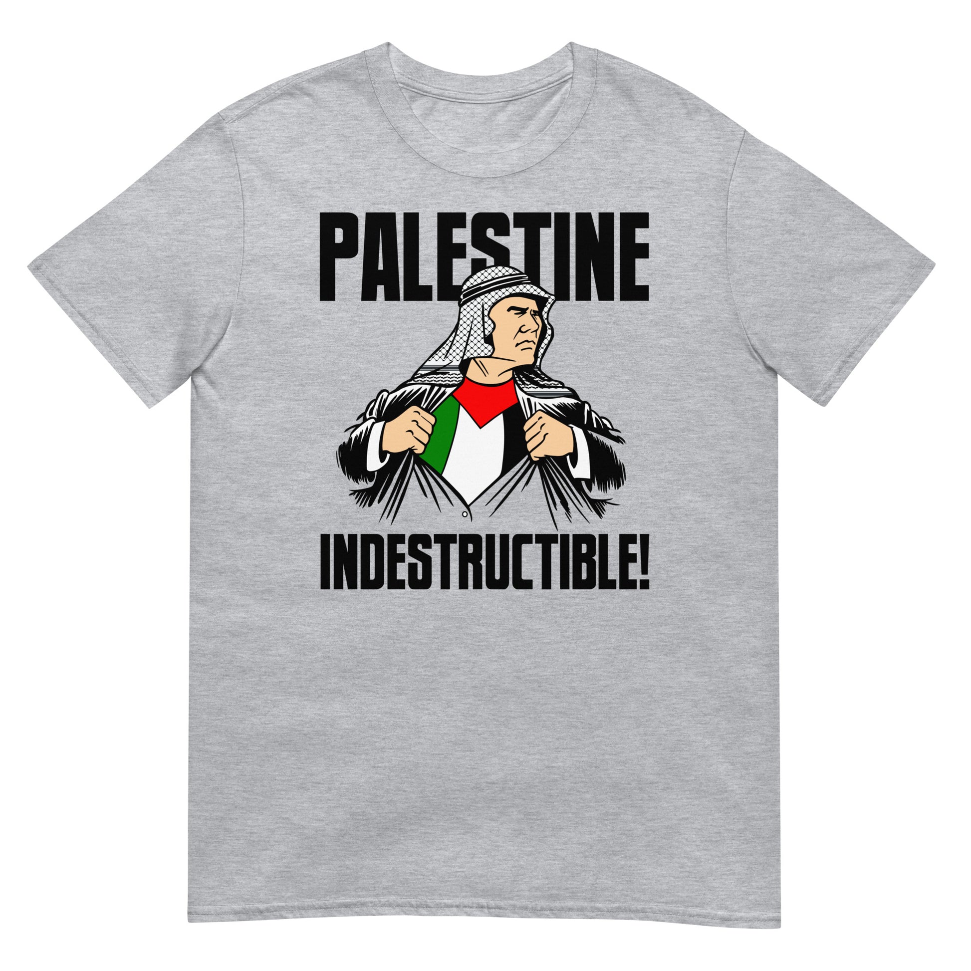 camiseta palestina indestructible gaza israel en color gris