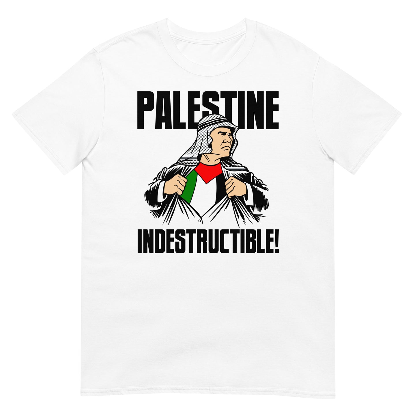 camiseta palestina indestructible gaza israel en color blanco