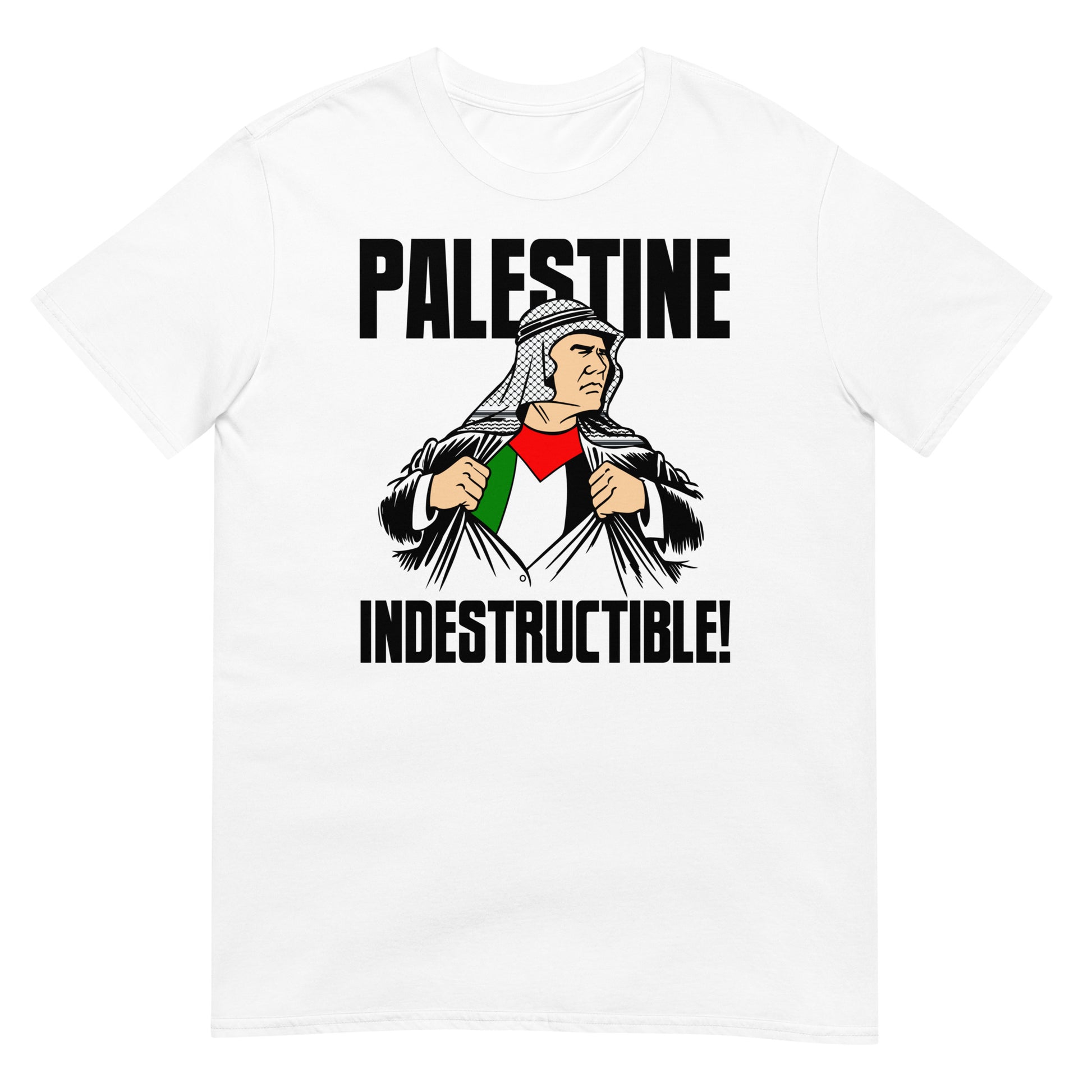 camiseta palestina indestructible gaza israel en color blanco