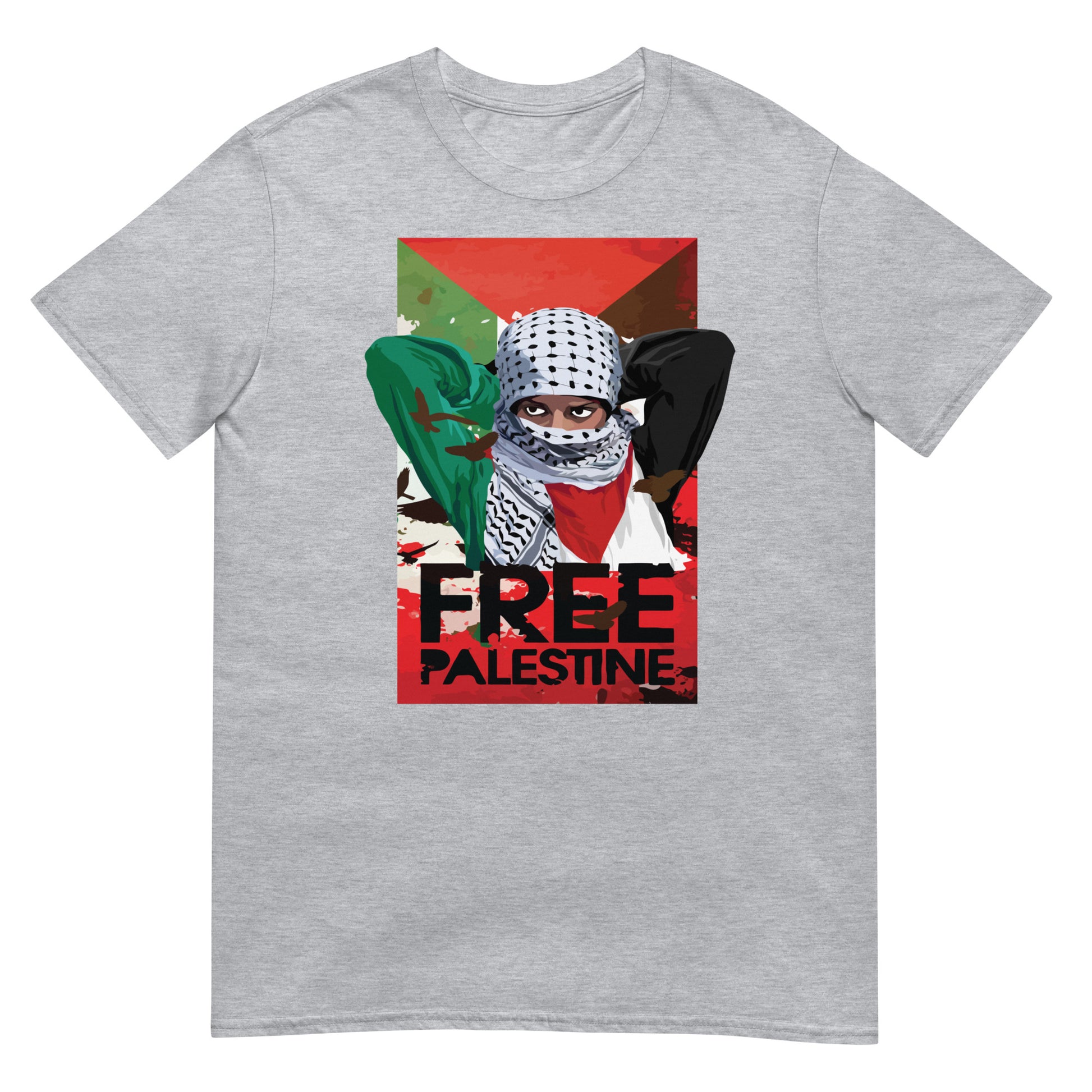 camiseta palestina libre free palestine gaza israel en color gris