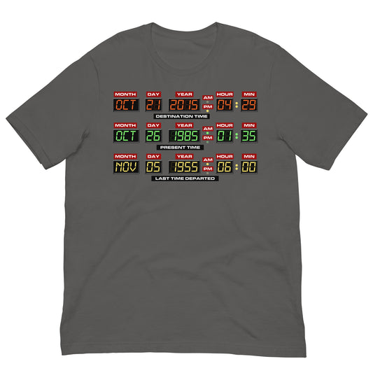 camiseta panel de control delorean regreso al futuro en color gris