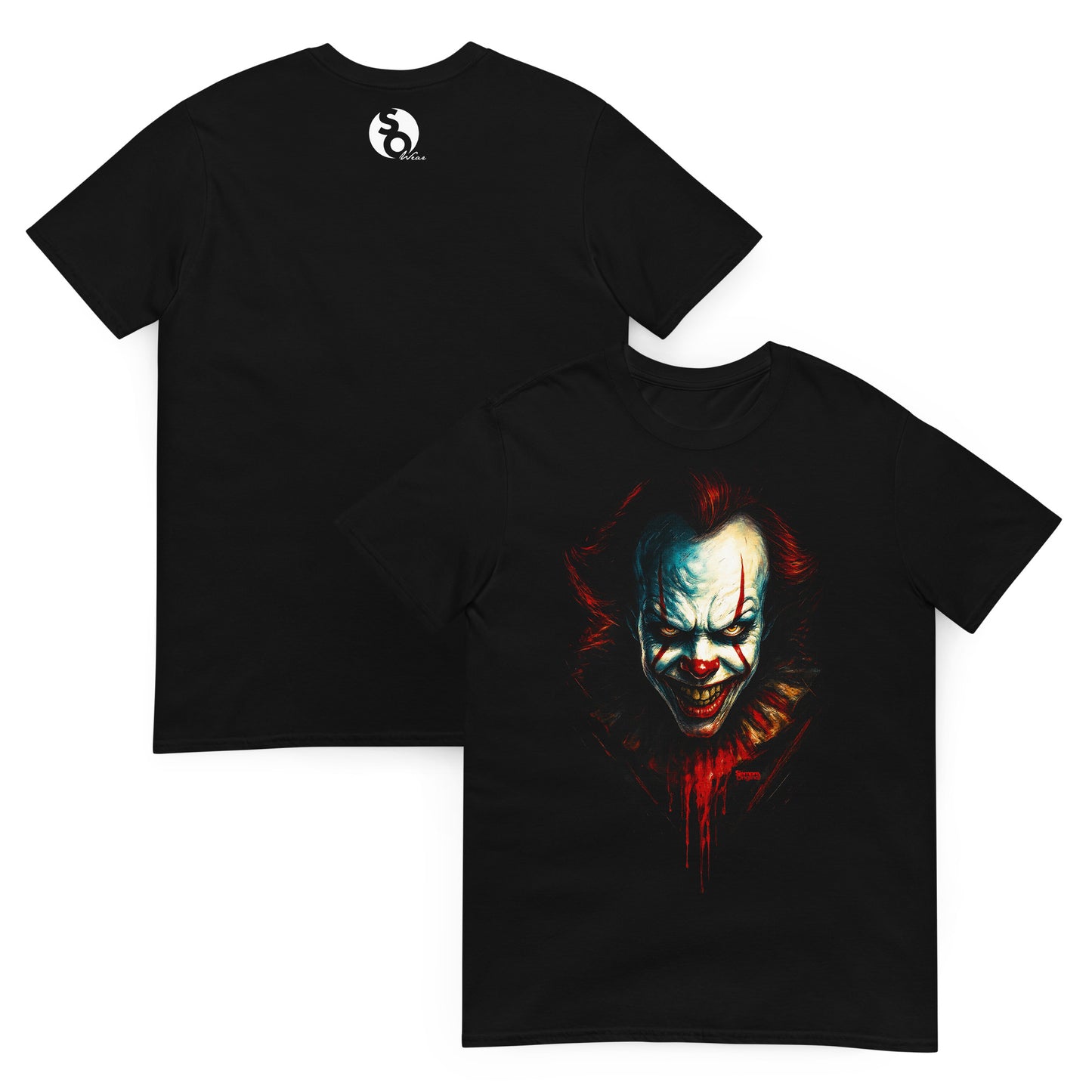 camiseta payaso terror pennywise it delante y detras negra